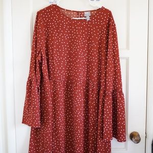 ASOS CURVE LONG SLEEVE POLKA DOT DRESS (SIZE 16)